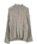 LOVALL Grey SUPERSOFT Cable Knit 1/4 Zip OVERSIZE Jumper Dark Grey, size UK S — front