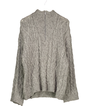 LOVALL Supersoft Cable Knit 1/4 Zip Oversize Jumper Dark Grey UK S