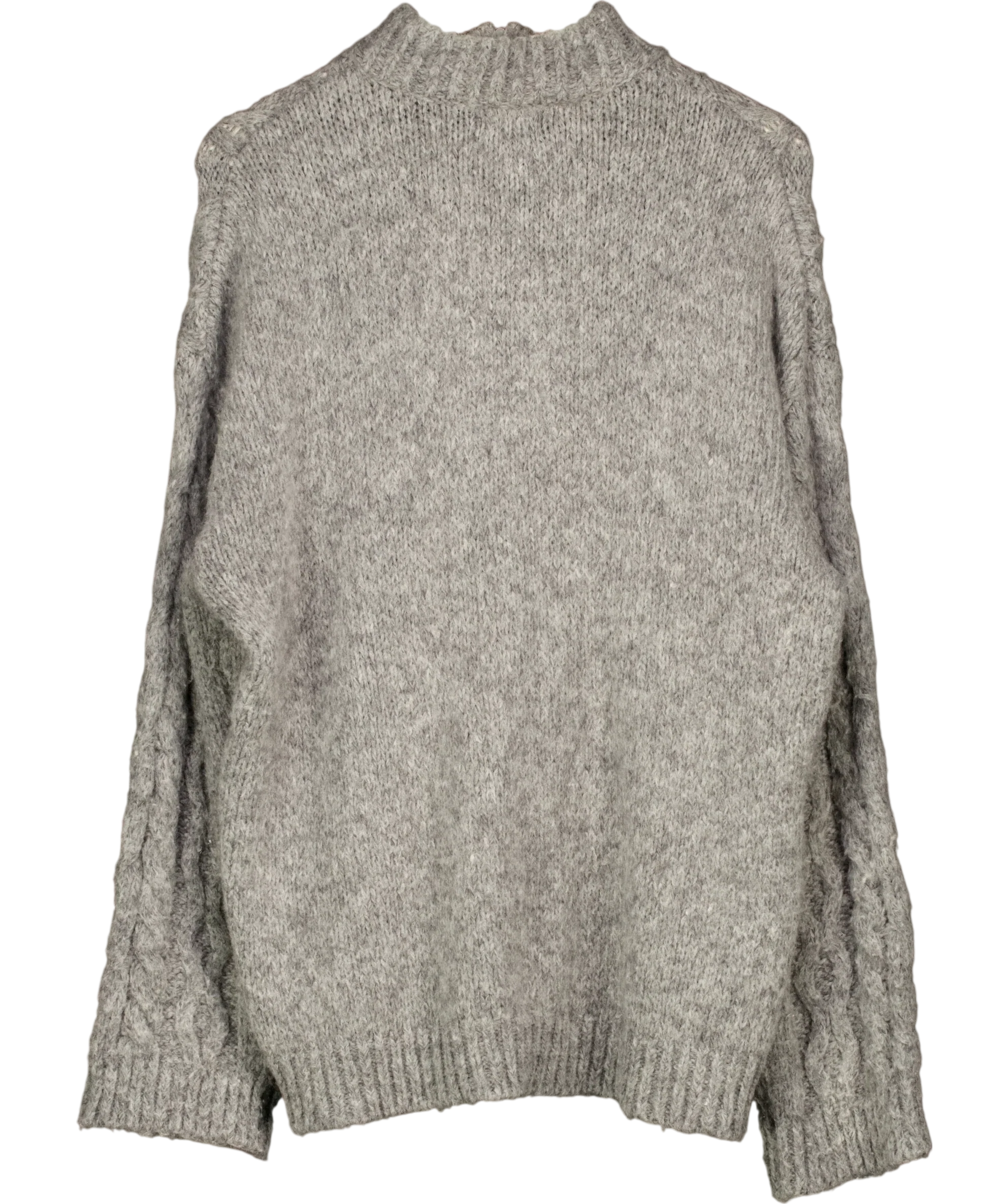 LOVALL Grey SUPERSOFT Cable Knit 1/4 Zip OVERSIZE Jumper Dark Grey, size UK S — back