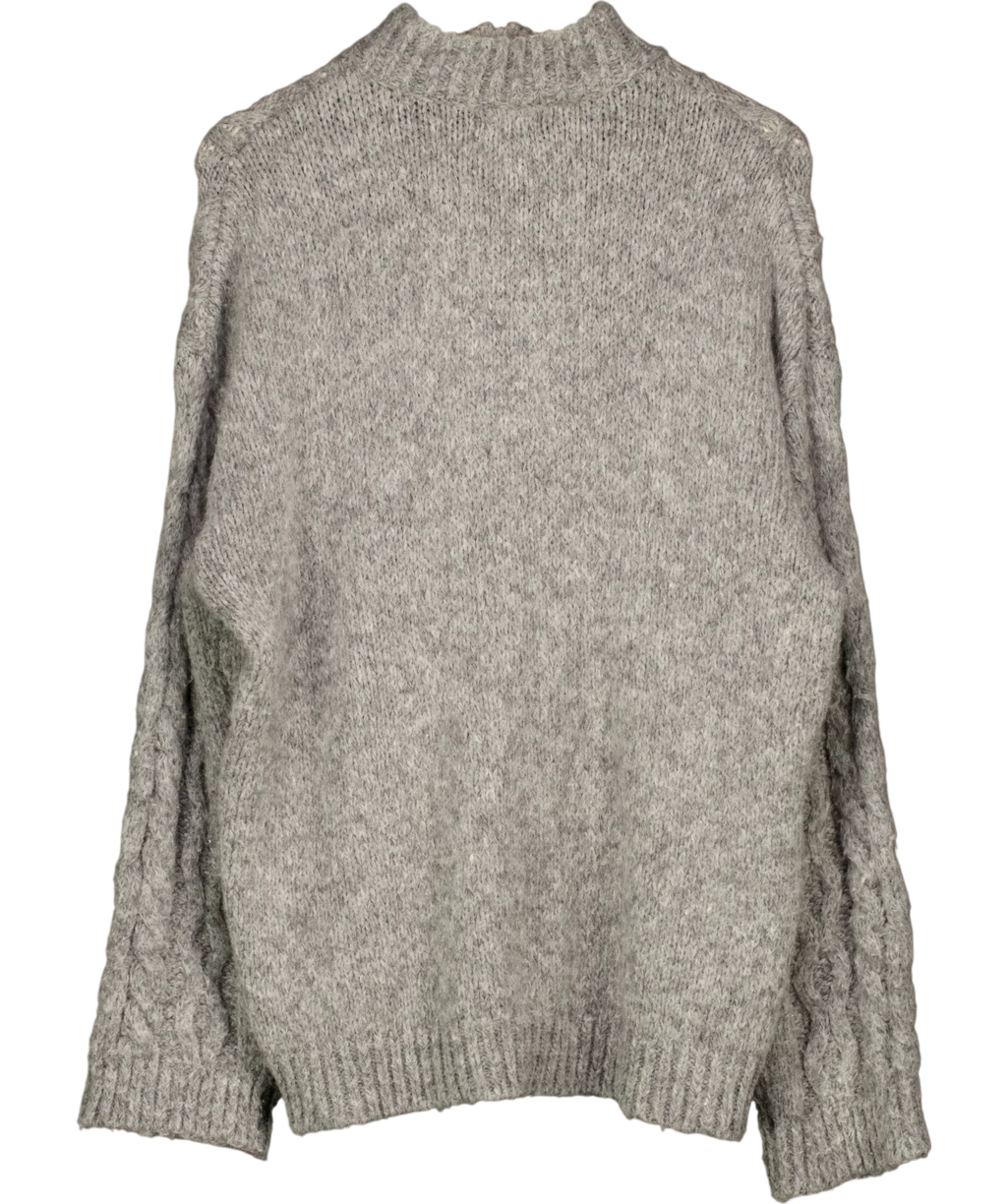 LOVALL Grey SUPERSOFT Cable Knit 1/4 Zip OVERSIZE Jumper Dark Grey, size UK S — back
