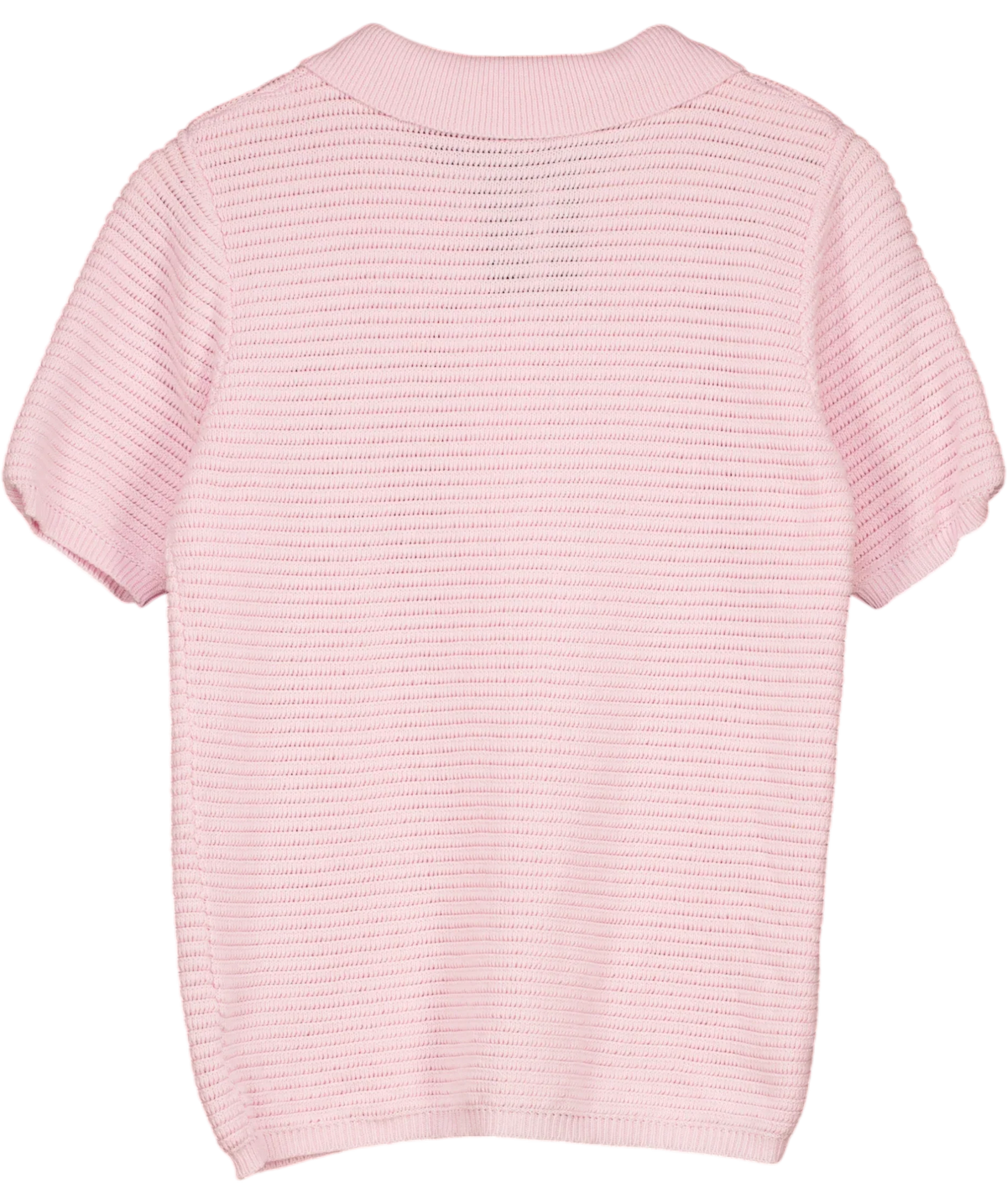 Showpo Pink Short Sleeve Collared Rib Knit Cardigan Top Pink, size UK 10 — back