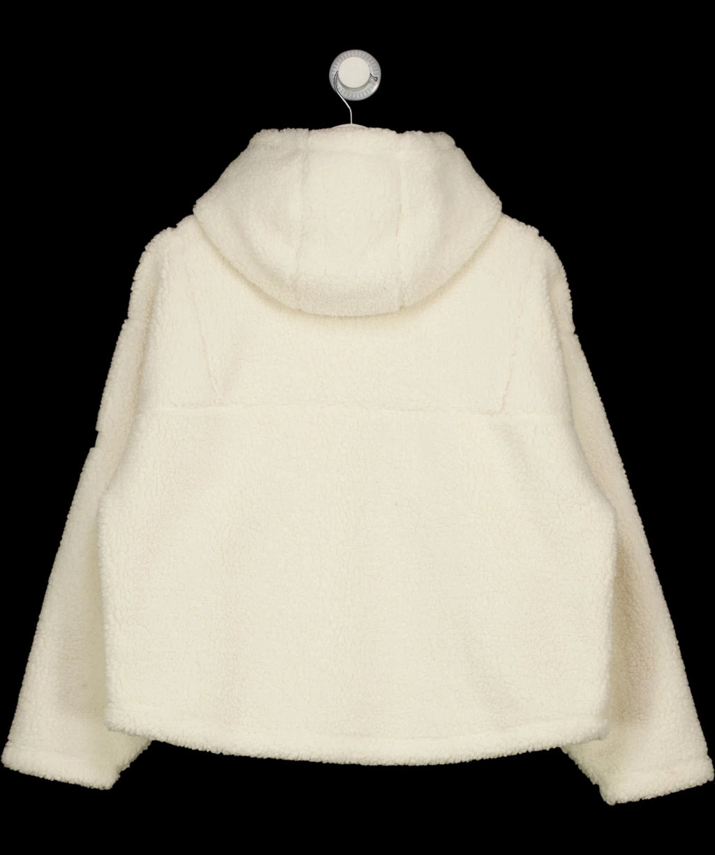 LOVALL Cream Fleece Full Zip Hooded Jacket, size UK S — label