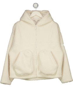 LOVALL Cream Fleece Full Zip Hooded Jacket, size UK S — front