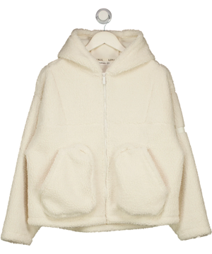 LOVALL Cream Fleece Full Zip Hooded Jacket UK S