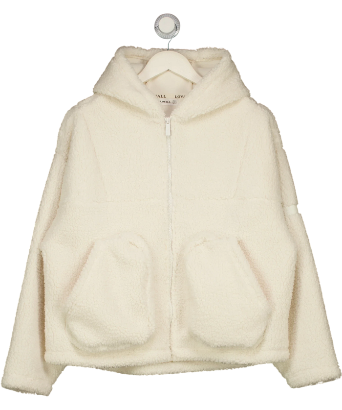 LOVALL Cream Fleece Full Zip Hooded Jacket UK S