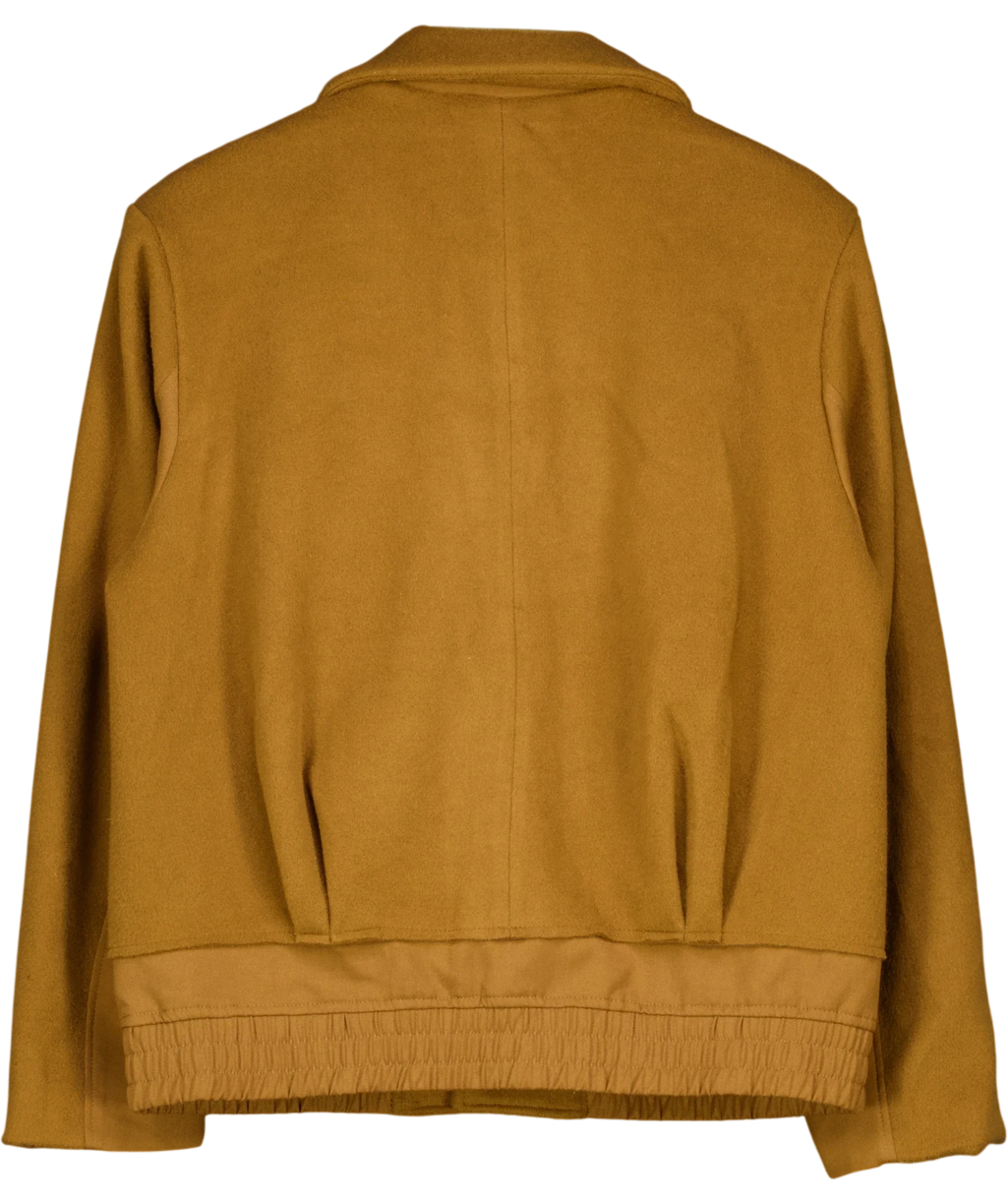 ASOS Brown DESIGN Cropped Wool Blend Smart Bomber Jacket Camel  BROWN, size UK S — back