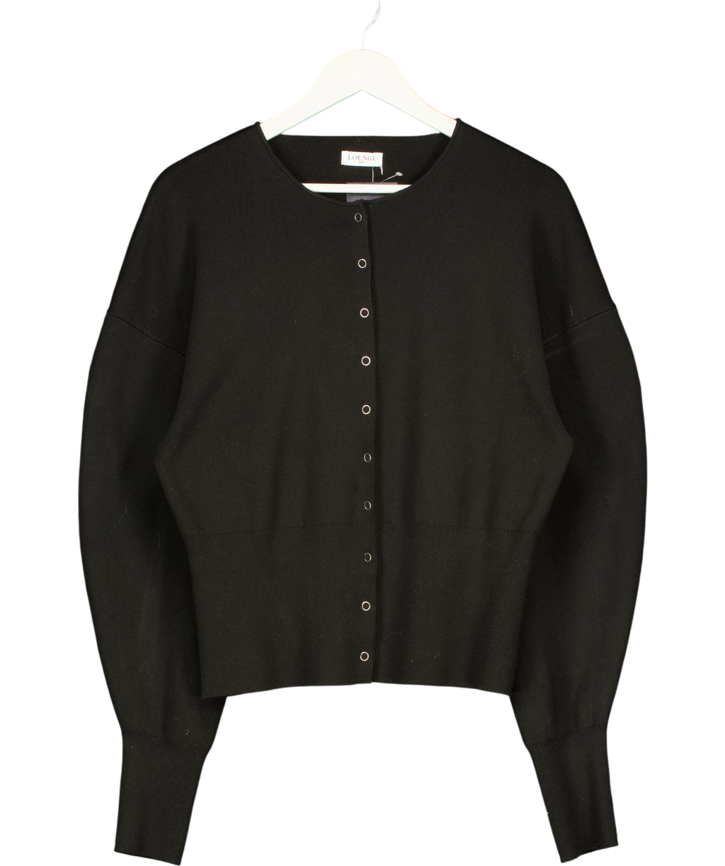 LOUNGE Black Ribbed Knitted Cardigan UK XXL — Front