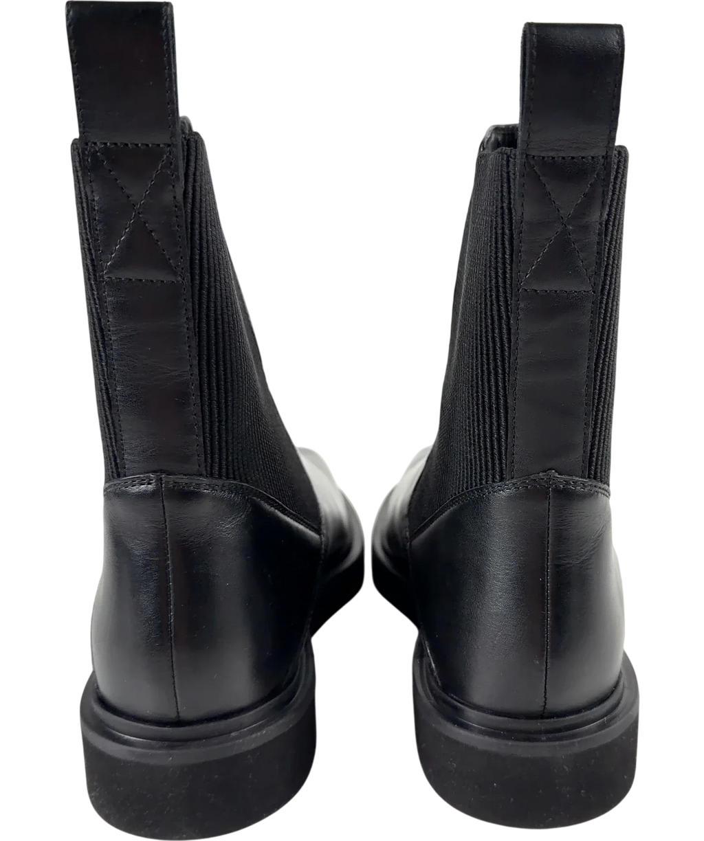 John Lewis Black Pads Leather Chip Toe Moto Chelsea Boots, size UK 6.5 EU 40.5 👞 — back