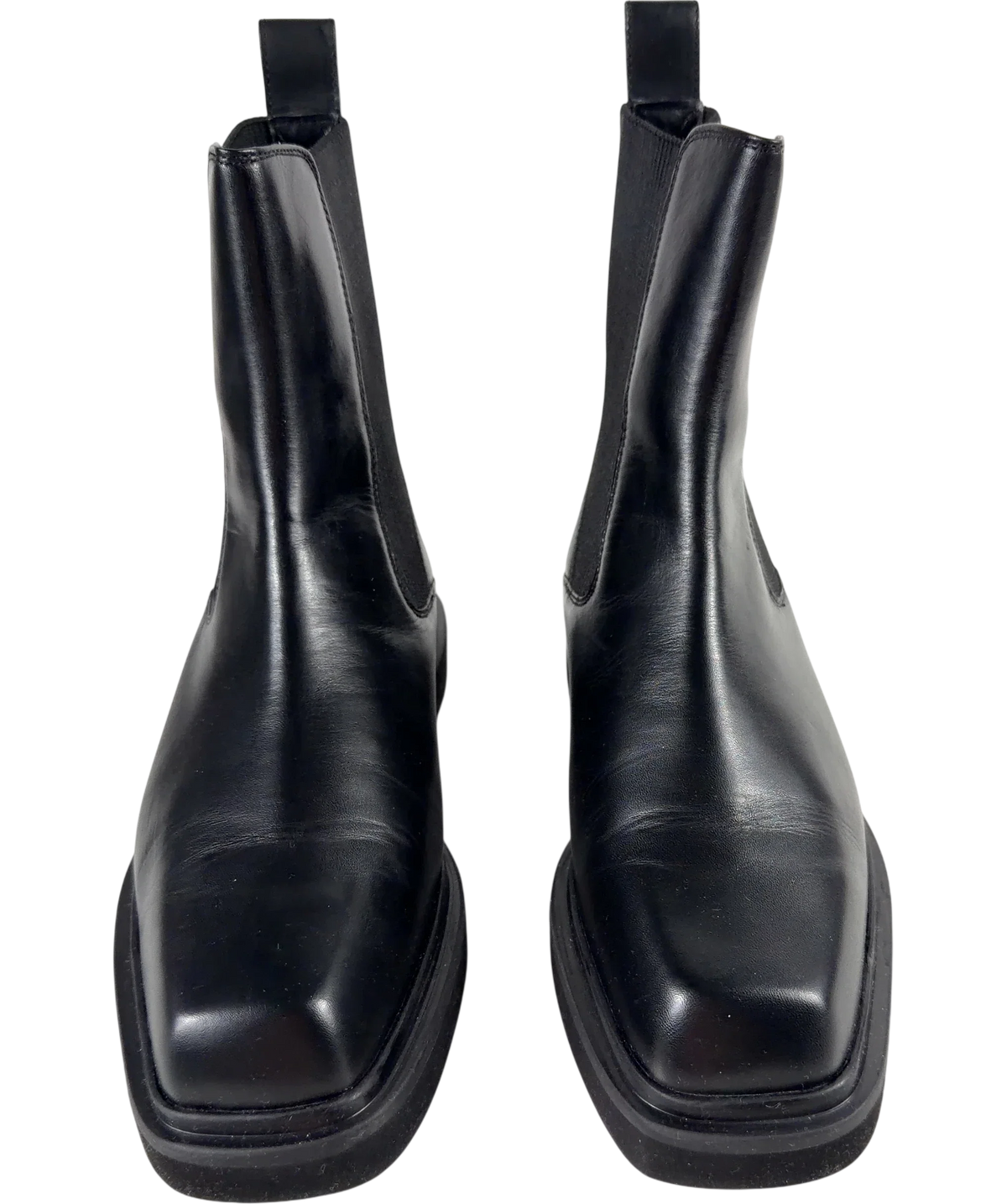 John Lewis Black Pads Leather Chip Toe Moto Chelsea Boots, size UK 6.5 EU 40.5 👞 — detail