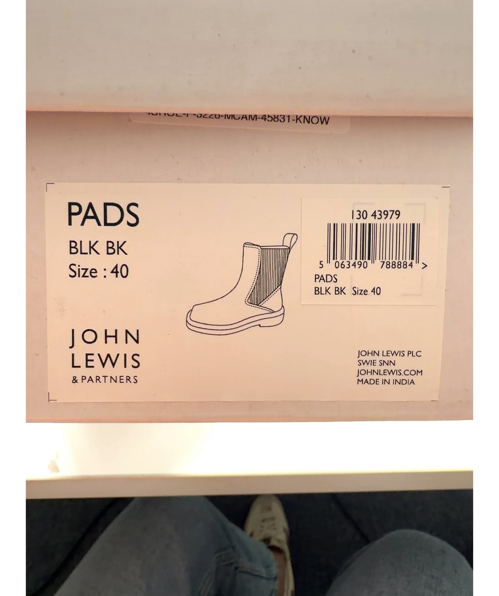 John Lewis Black Pads Leather Chip Toe Moto Chelsea Boots, size UK 6.5 EU 40.5 👞 — additional view