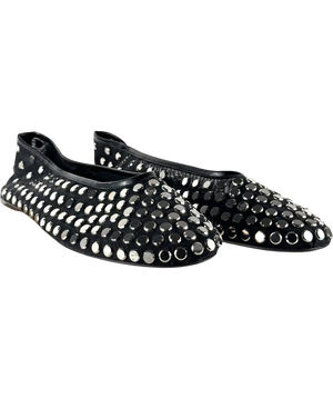 MNG Savoir Studded Mesh Ballet Flats Black Eu 36 UK 8 EU 41