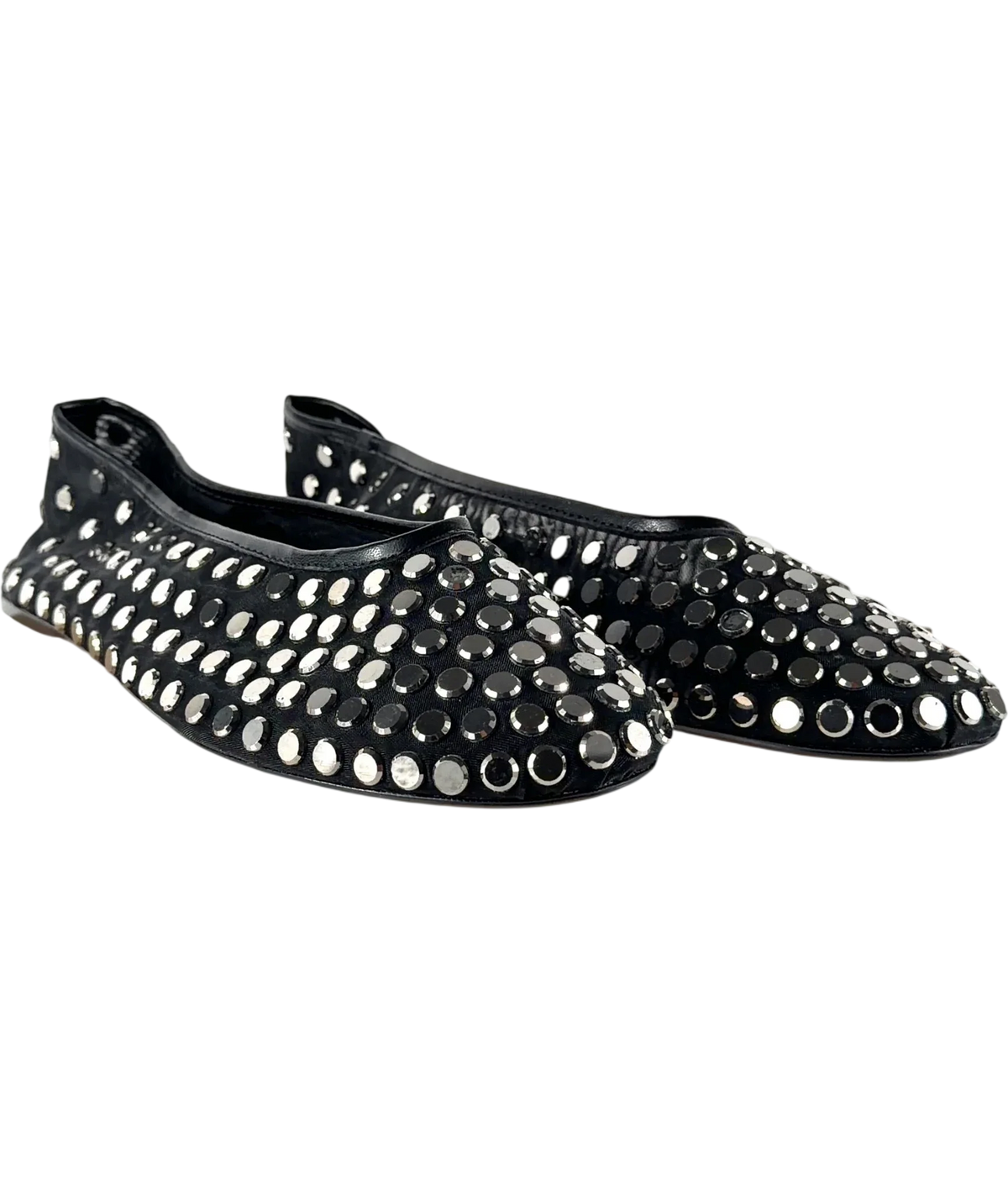 MNG Savoir Studded Mesh Ballet Flats Black Eu 36 UK 8 EU 41 — Front (angled)