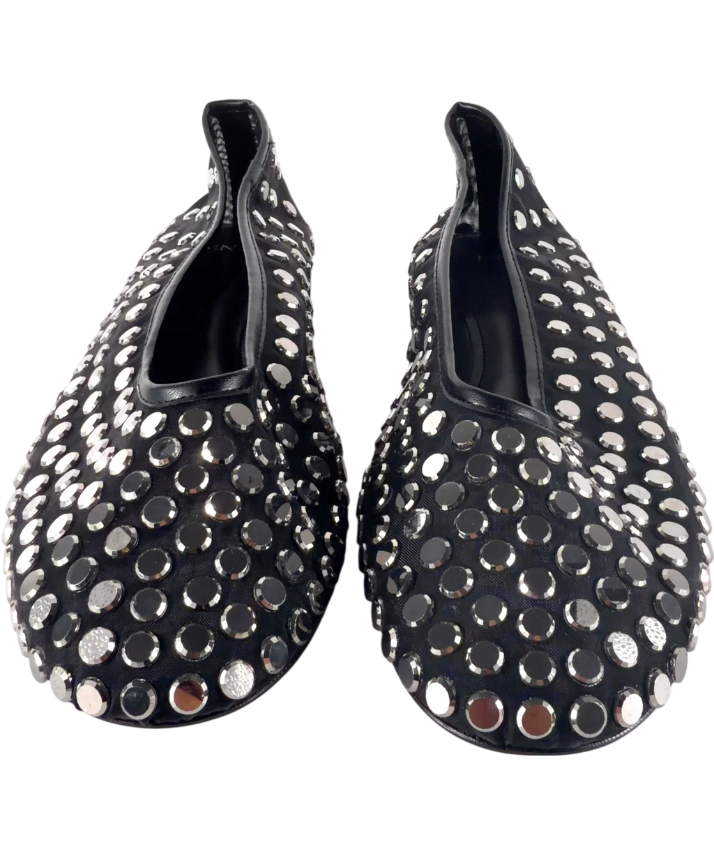MNG Black Savoir Studded Mesh Ballet Flats Black EU 36, size UK 8 EU 41 👠 — detail