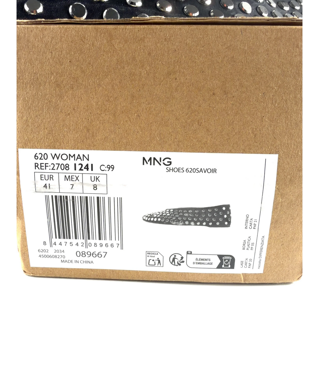 MNG Savoir Studded Mesh Ballet Flats Black Eu 36 UK 8 EU 41 — Size