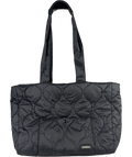 Adanola Black Quilted Nylon Tote Bag — front