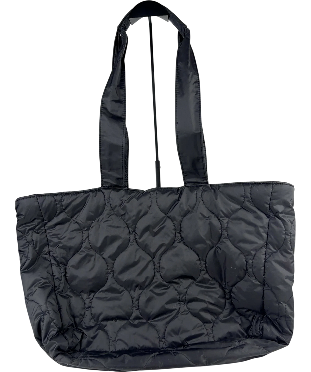 Adanola Black Quilted Nylon Tote Bag — back