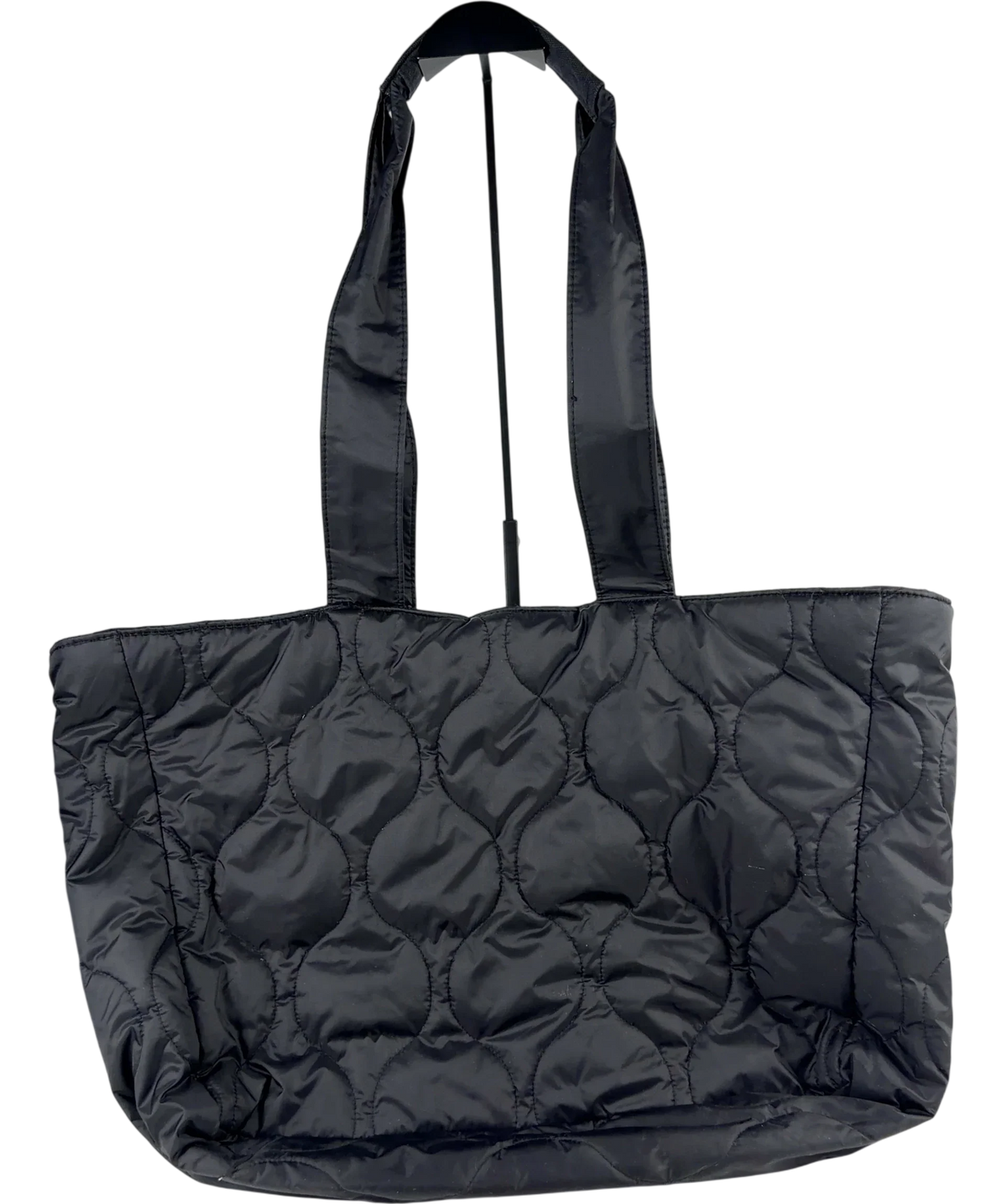 Adanola Black Quilted Nylon Tote Bag — back