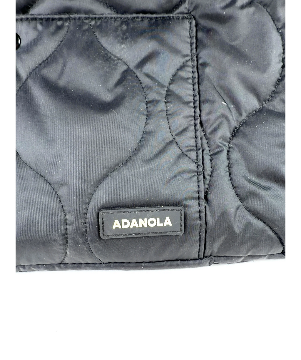 Adanola Black Quilted Nylon Tote Bag — label