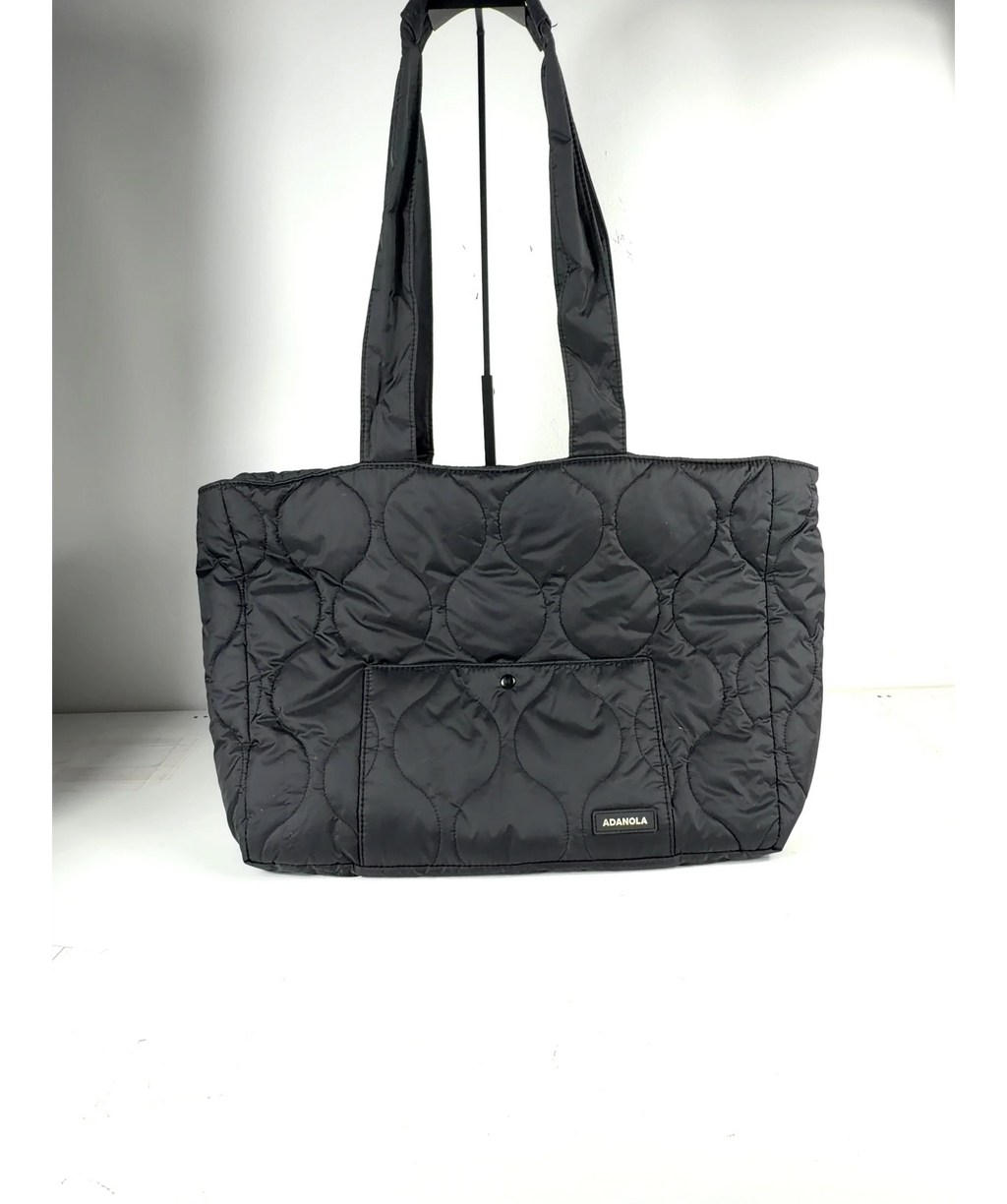 Adanola Black Quilted Nylon Tote Bag — care label