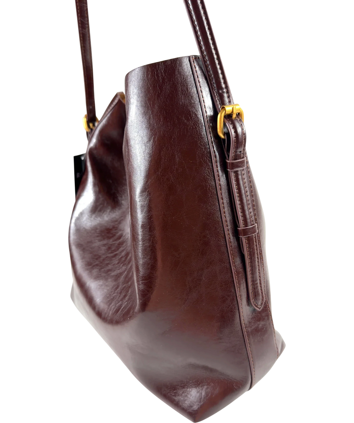 ZARA dark brown Maxi Bucket Bag — detail