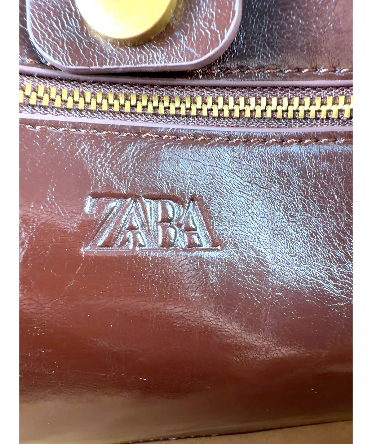 ZARA dark brown Maxi Bucket Bag — label