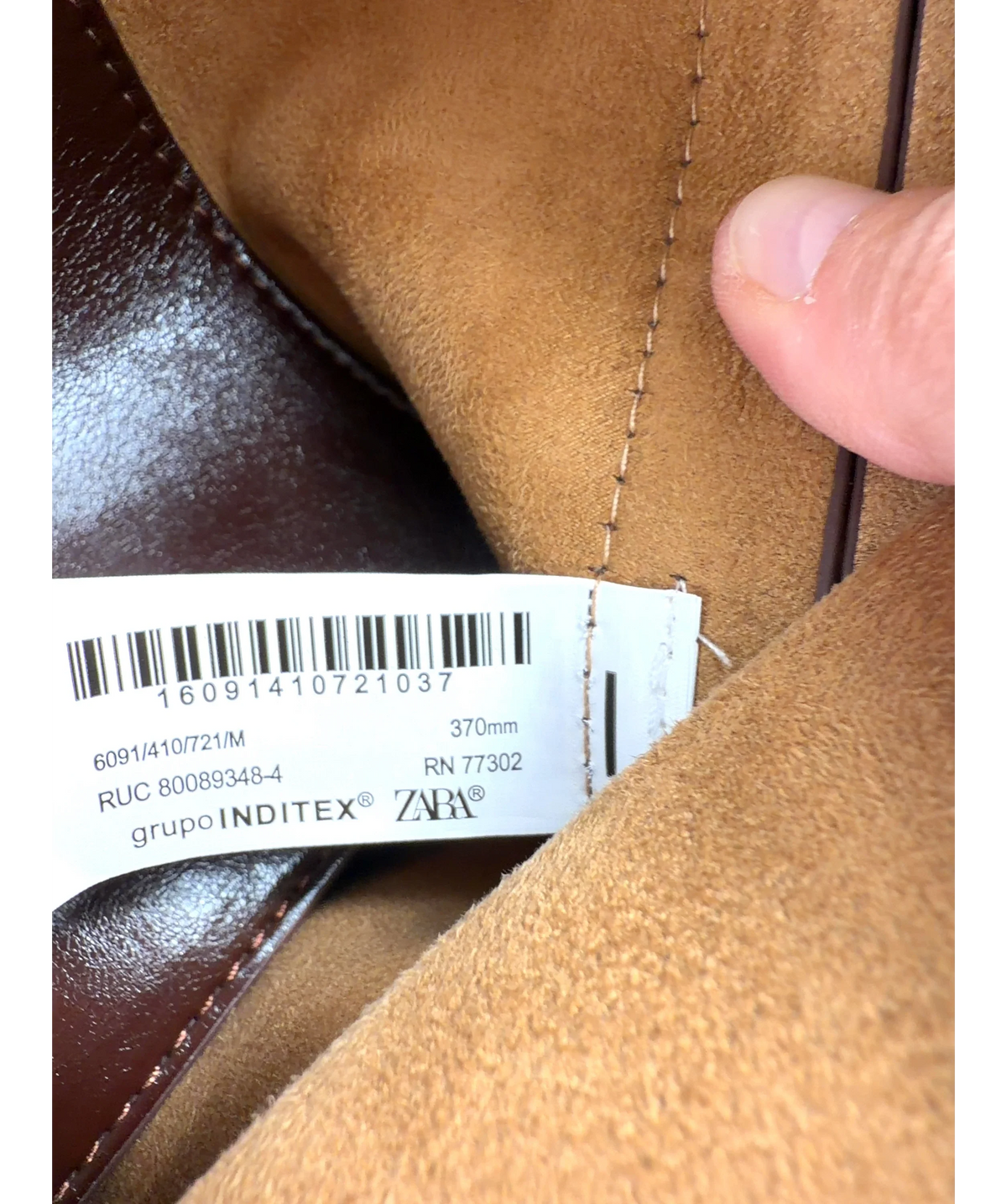 ZARA dark brown Maxi Bucket Bag — care label