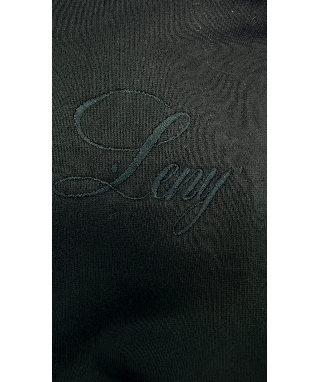 Leny Black Black Embroidered Script Zip Up Hoodie, size UK S — detail