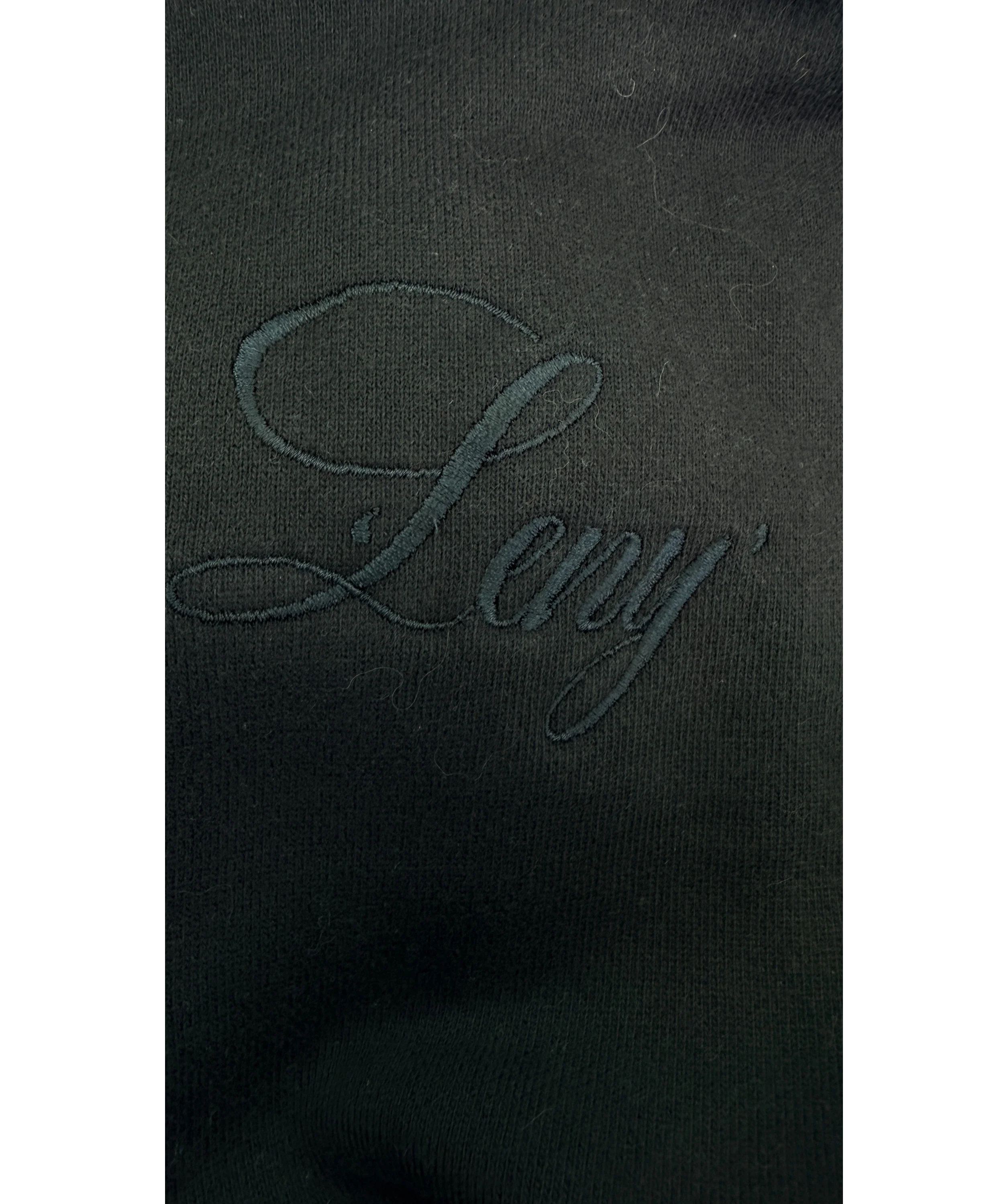 Leny Black Black Embroidered Script Zip Up Hoodie, size UK S — detail