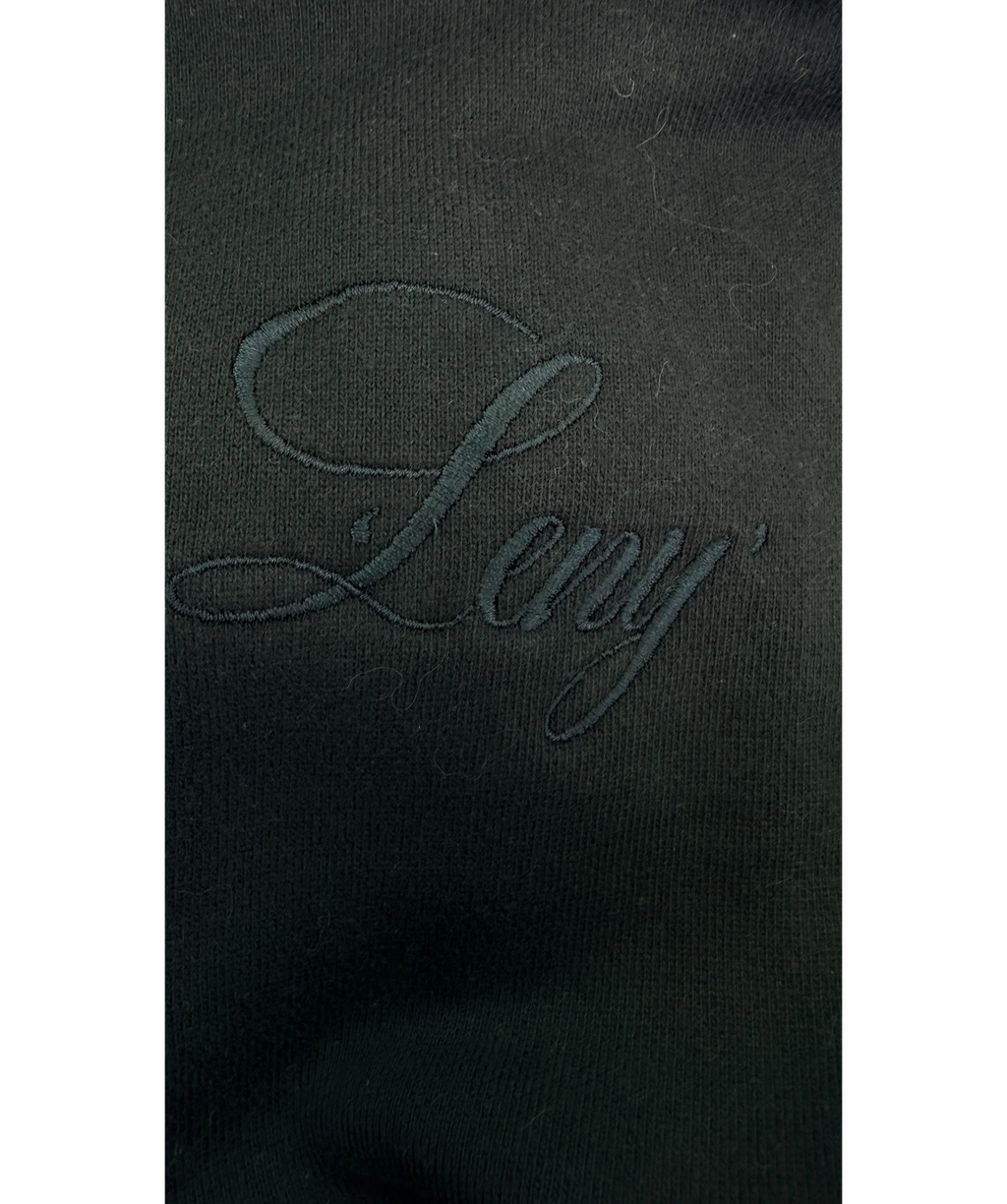 Leny Black Black Embroidered Script Zip Up Hoodie, size UK S — detail