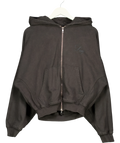 Leny Black Black Embroidered Script Zip Up Hoodie, size UK S — front