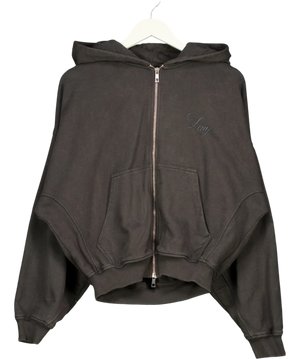 LENY Black Embroidered Script Zip Up Hoodie UK S