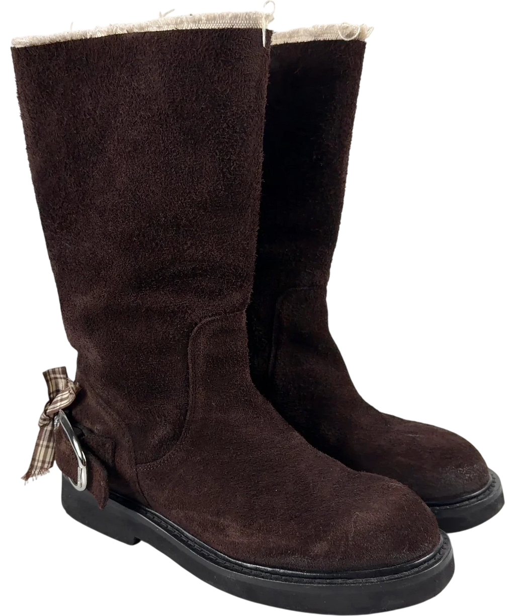 M'ARCHIVE dark brown mid-calf boots, size UK 4 EU 37 👠 — front
