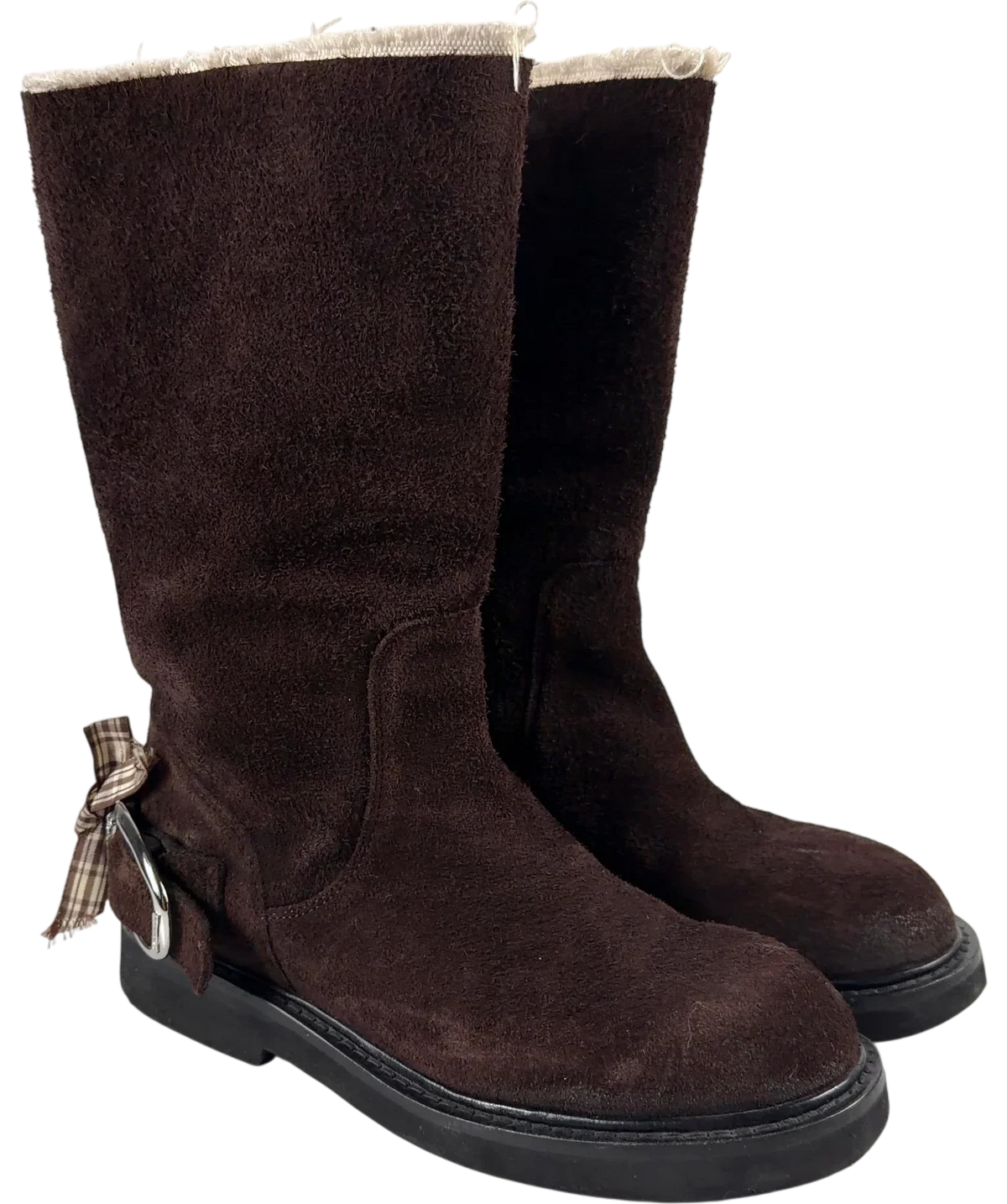 M'ARCHIVE dark brown mid-calf boots, size UK 4 EU 37 👠 — front