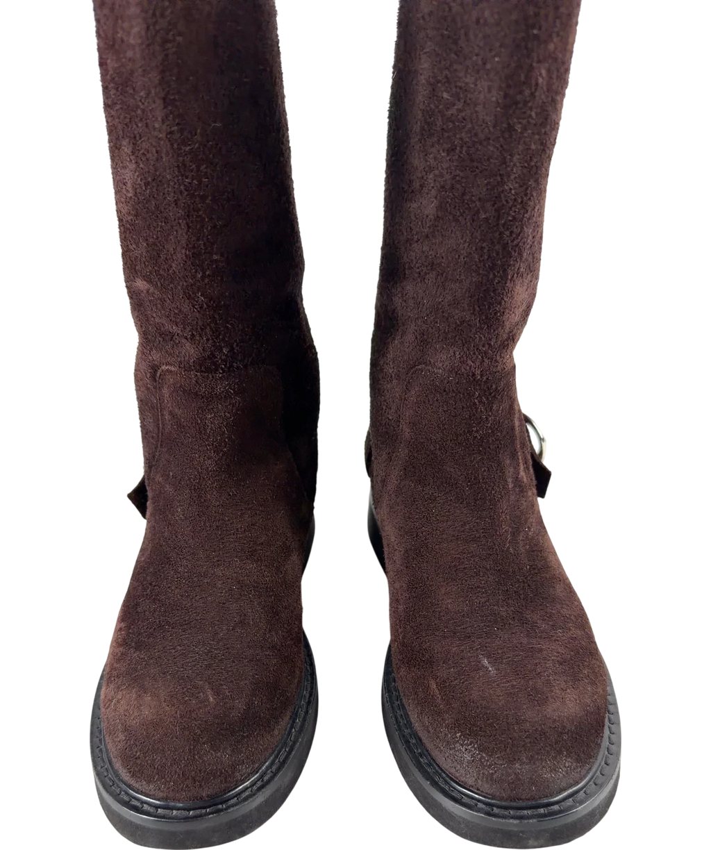 M'ARCHIVE dark brown mid-calf boots, size UK 4 EU 37 👠 — detail