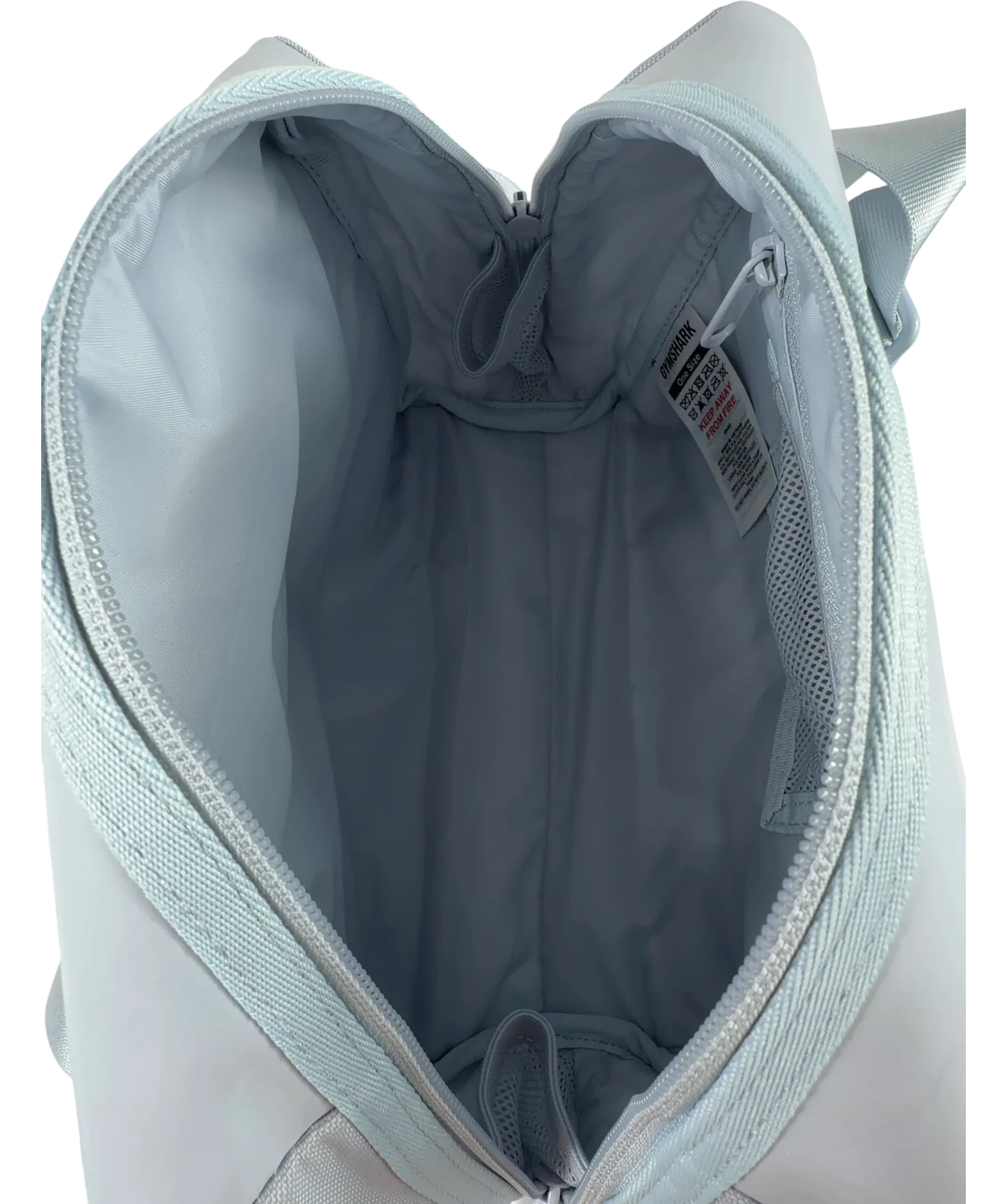 GYMSHARK Blue Everyday Mini Pebble Grey Holdall Bag — Interior