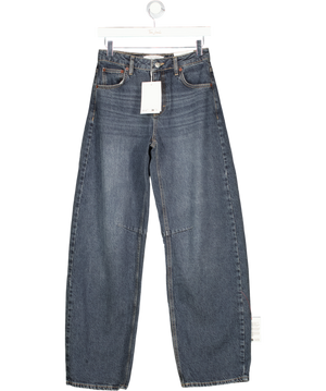 TOPSHOP Barrel Mid Rise Jean In Deep Blue UK 6