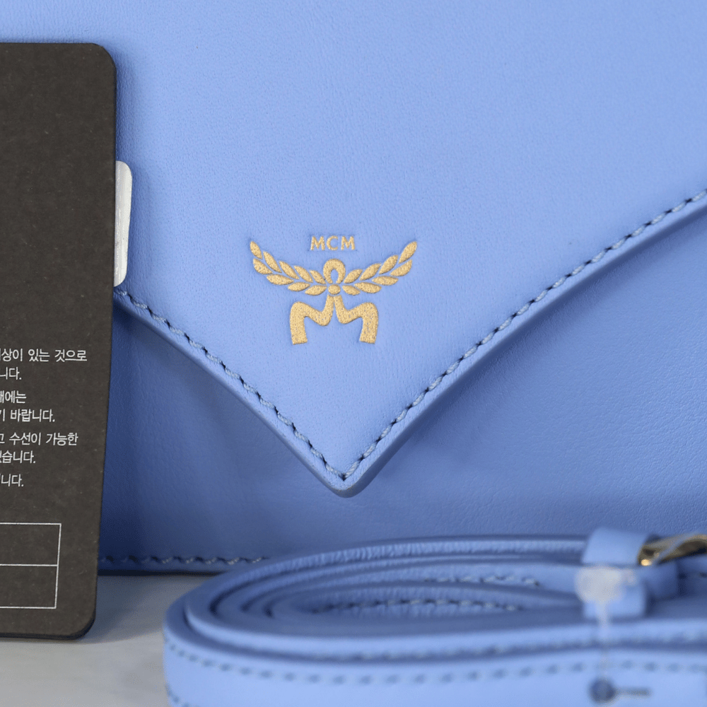 MCM Blue Geometric Quilted Mini Leather Shoulder Bag One Size