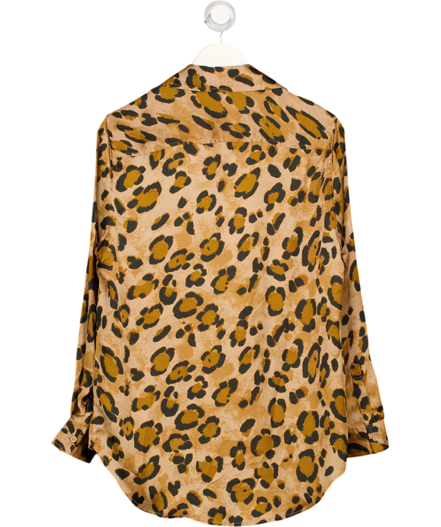 DANCING LEOPARD Brown Satin Konstantina Shirt In Leopard UK 10
