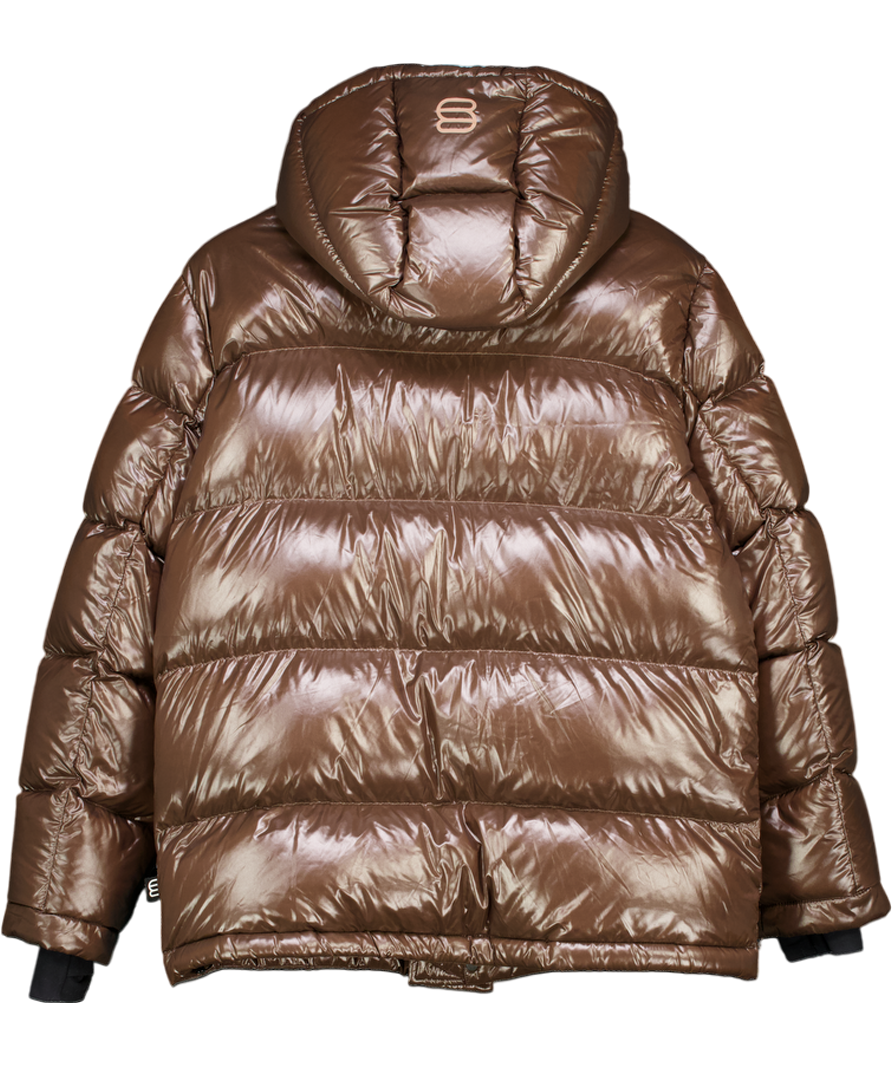 ARITZIA LTD.EDITION Rich Brown 'the Super Puff' Water & Wind repellent Hooded Puffer Coat UK S