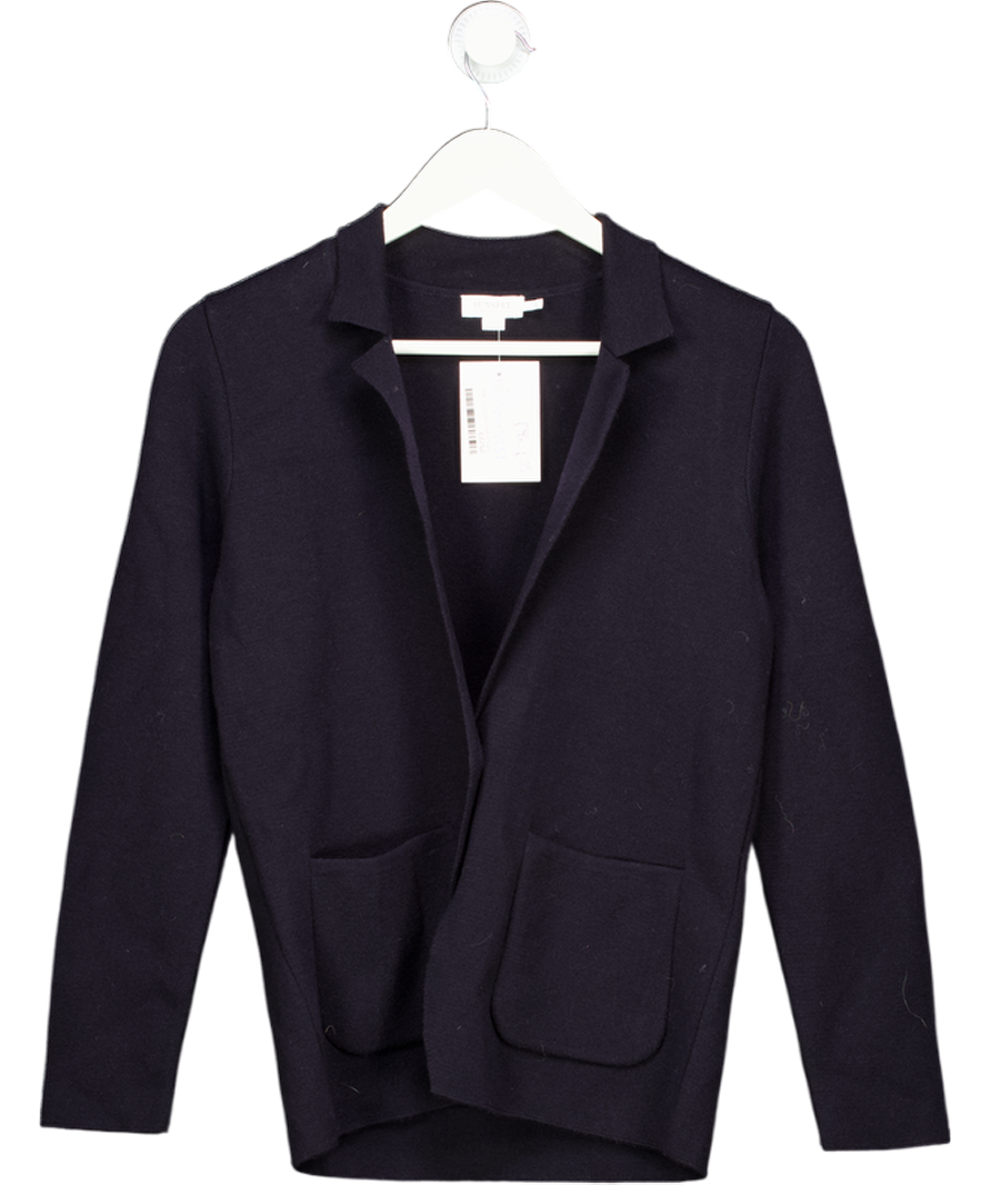 Sunspel Dark Navy Blue 100% Merino Wool Cardigan UK XS