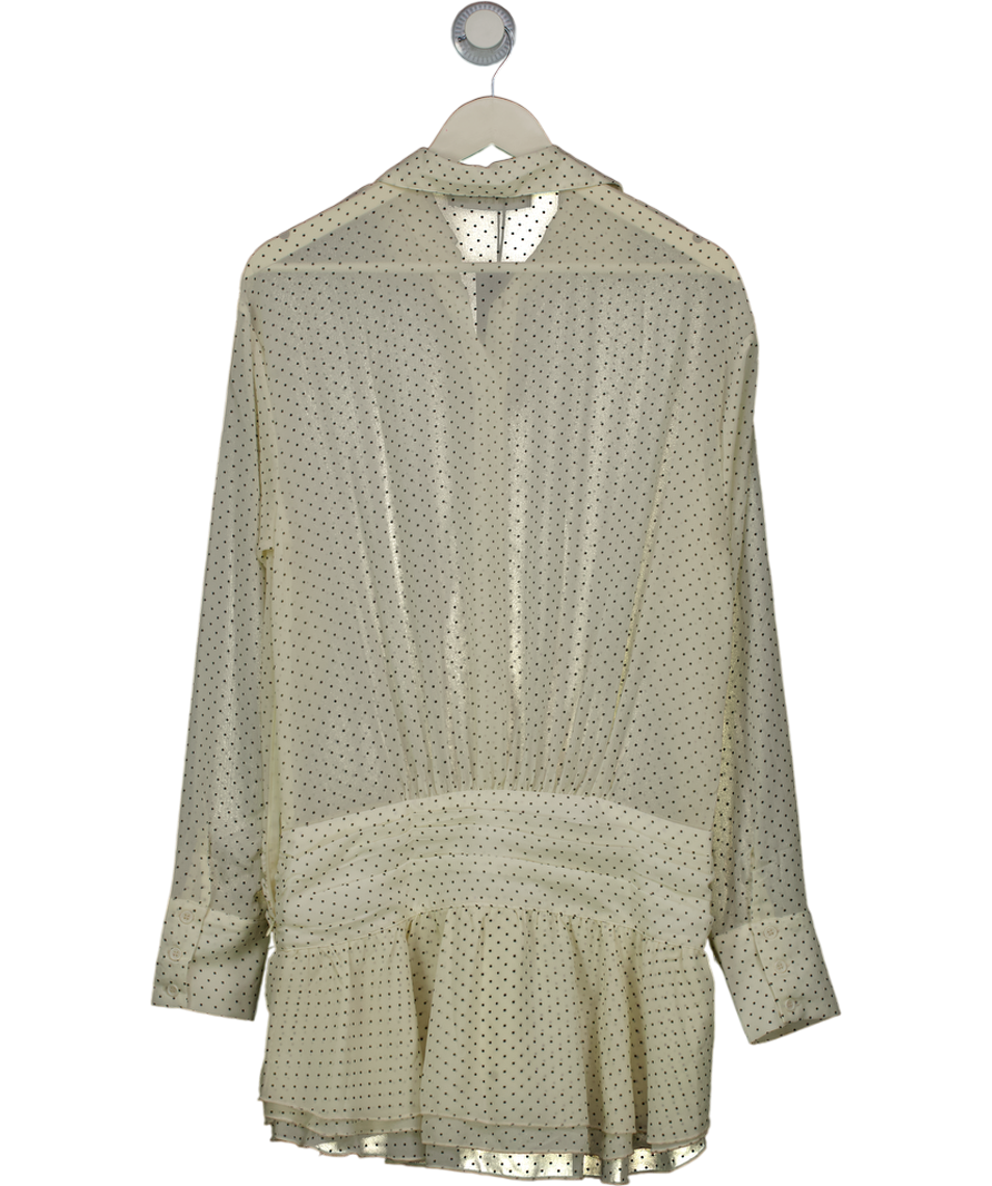 Lioness Cream Button Front Cinched Waistband Mini Shirt Dress UK M