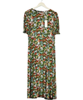 M&S X Ghost Black / Multi Floral Midi Dress UK 16