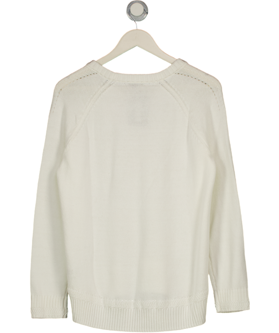 TALBOTS White Cotton Blend Crew Neck Jumper UK M