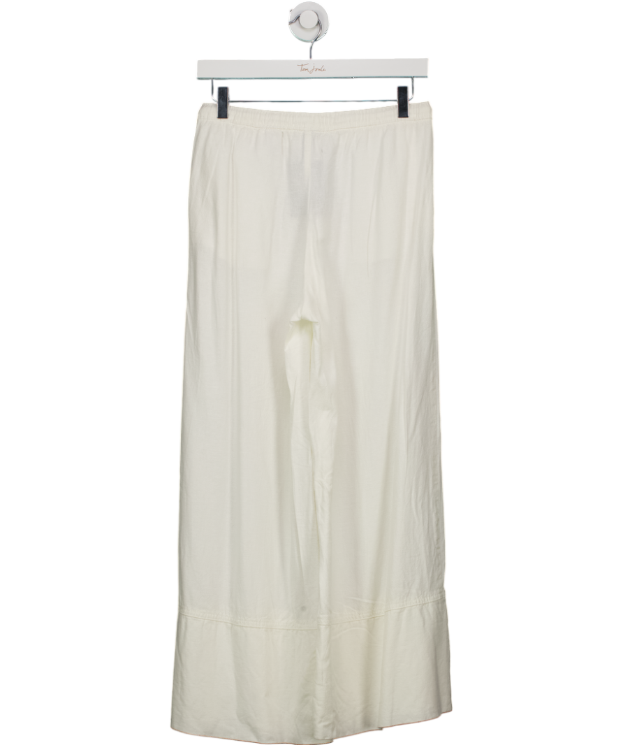 H&M White Wide Linen-blend Trousers UK XS