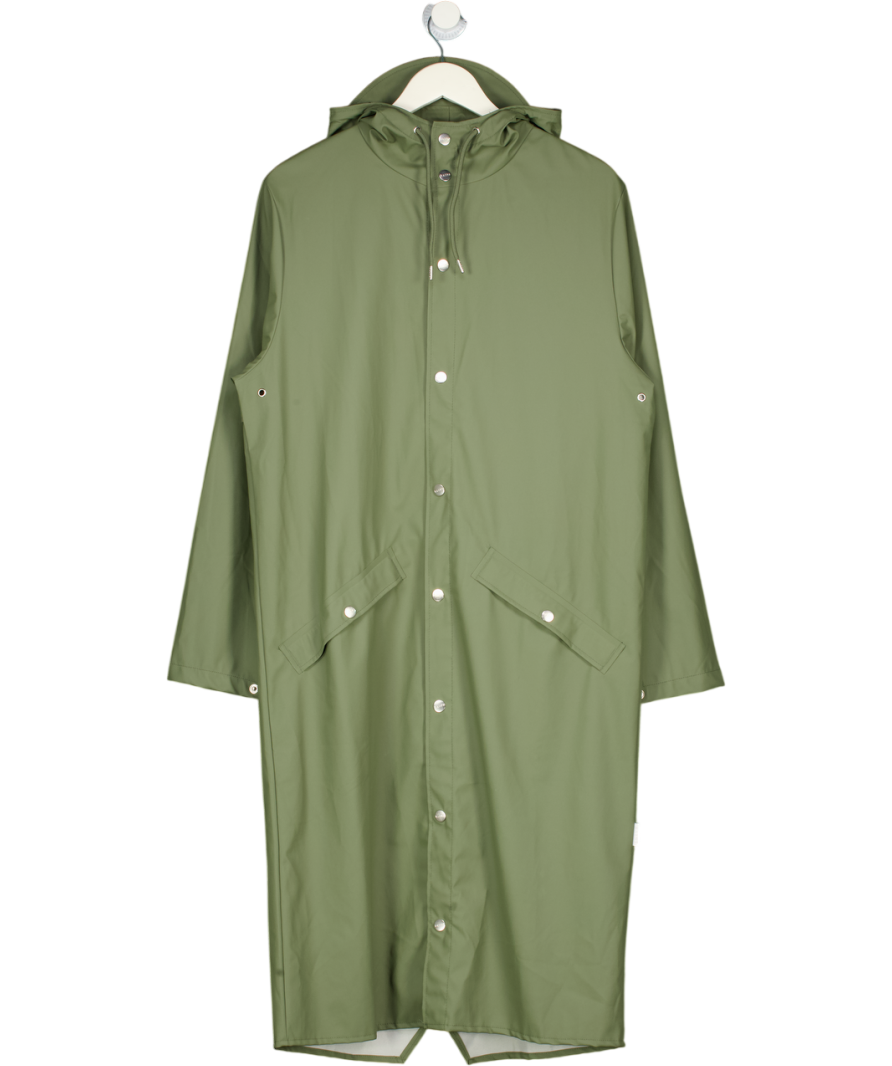 RAINS Khaki Green Long Rain Coat UK XS/S