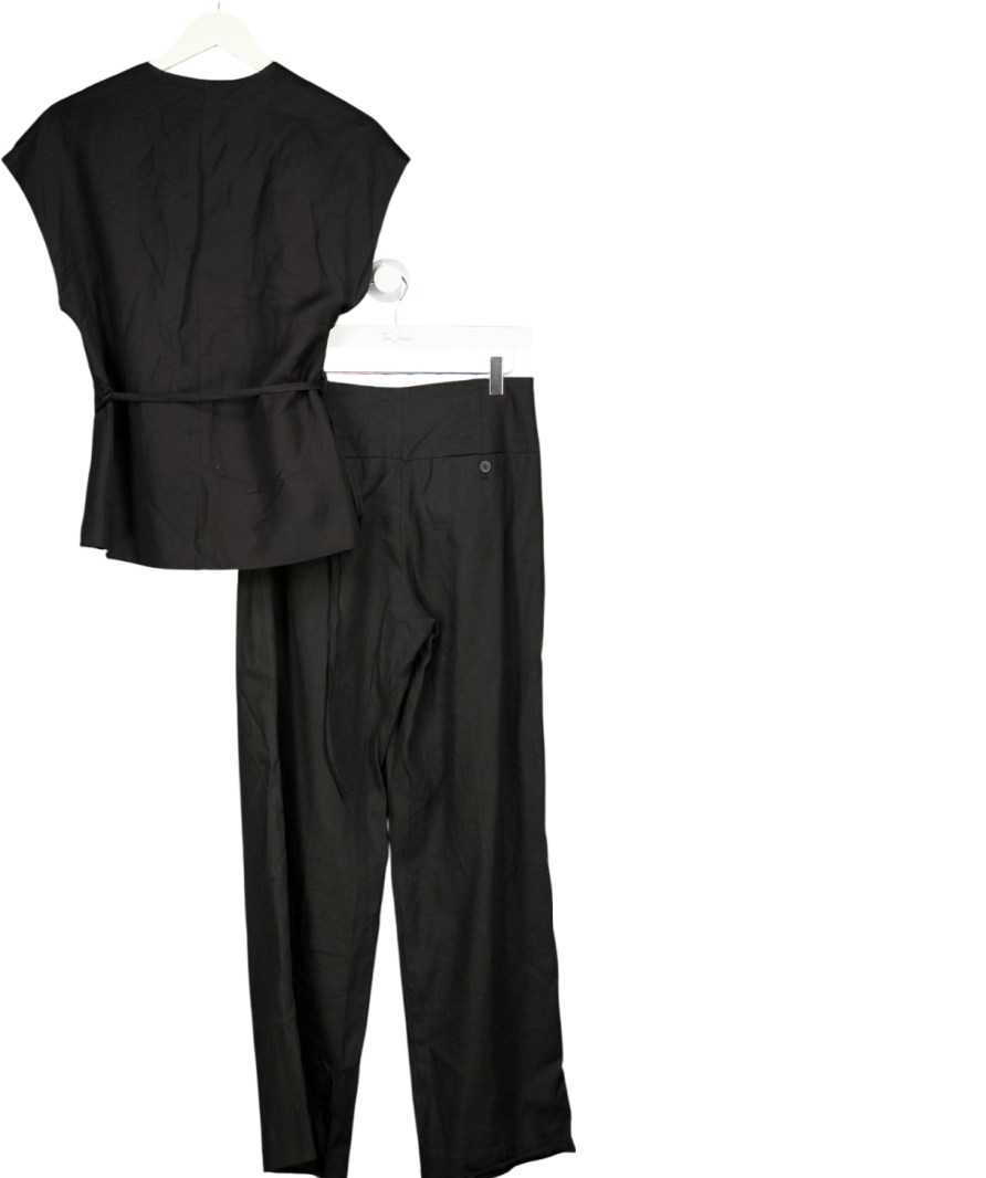 Massimo Dutti Black Linen Blend Kimono & Palazzo Trousers With Darts UK XS