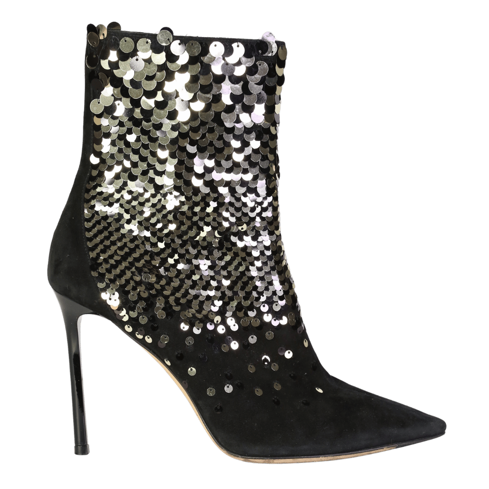 Jimmy Choo Black Sequin Embellished Ankle Boots UK 6.5 EU 39.5 👠