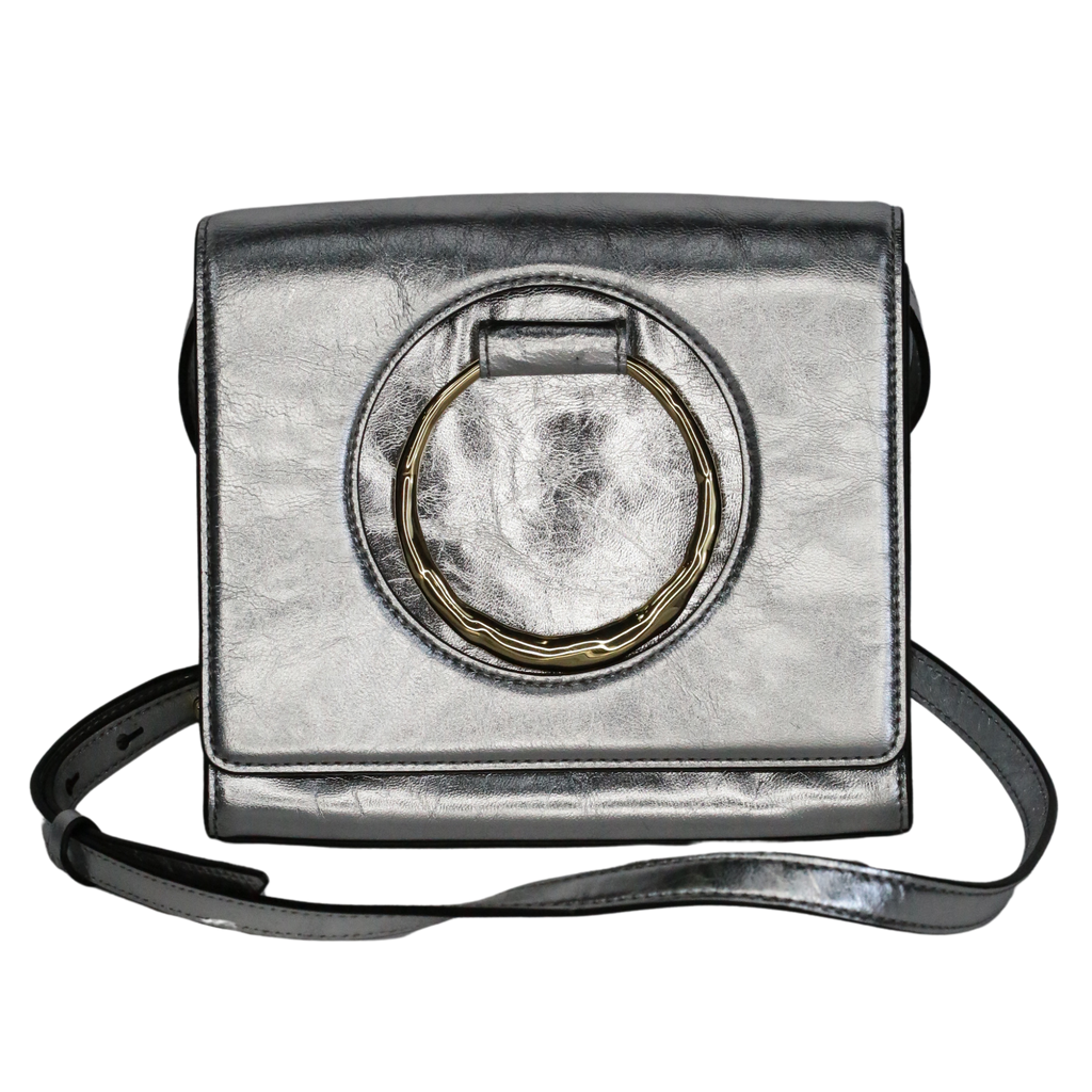 Alexis Bittar Metallic The Hunter Convertible Crossbody Bag- Silver
