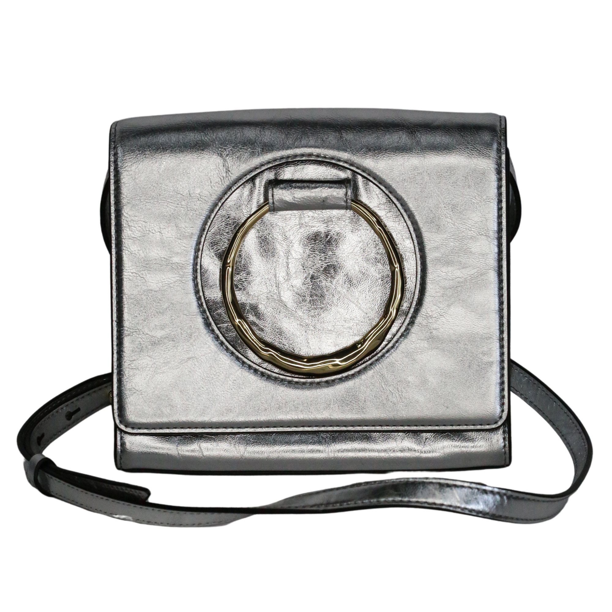 Alexis Bittar Metallic The Hunter Convertible Crossbody Bag- Silver