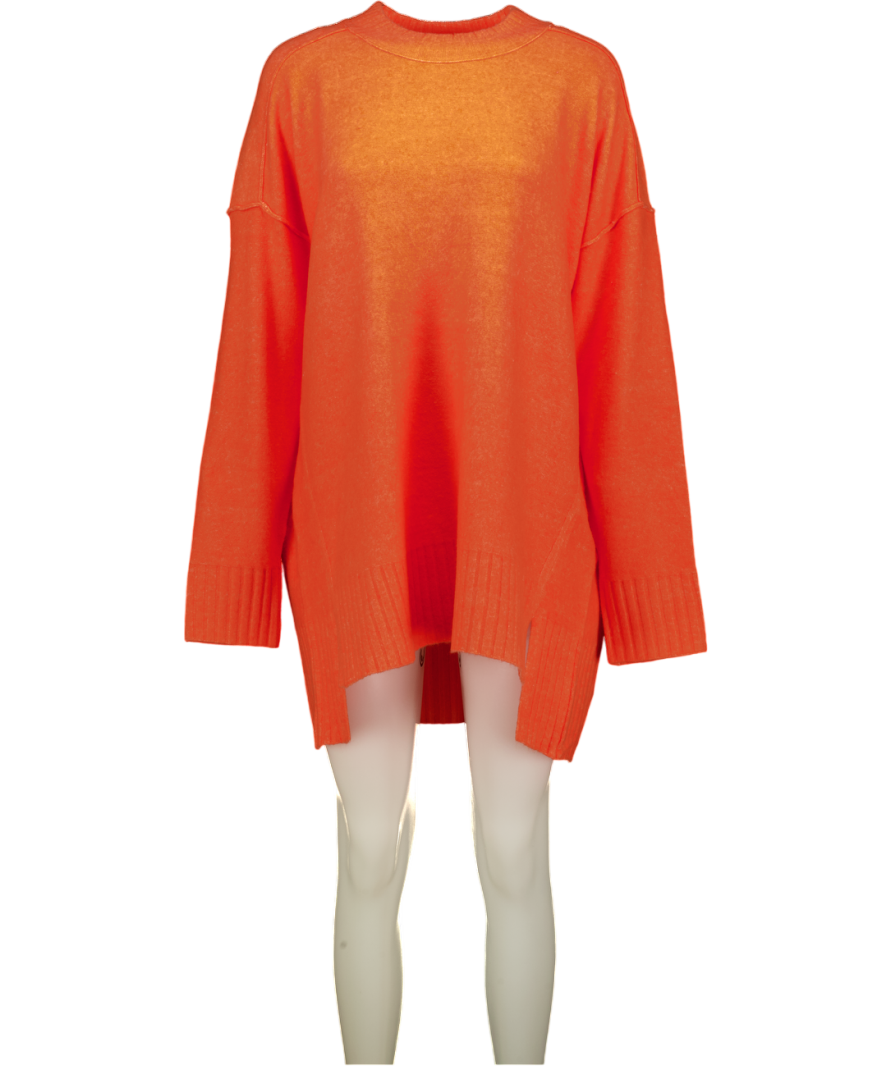 FREE PEOPLE Jumper - Orange Supersoft Wool Blend Oversize UK M
